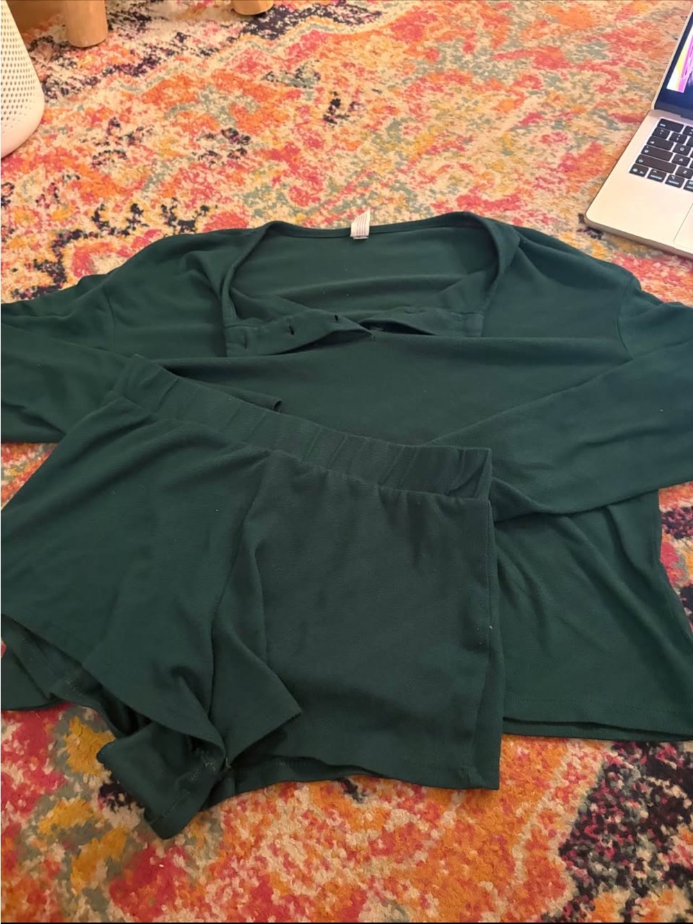 Women's Forest Green Lounge Top & Shorts Set